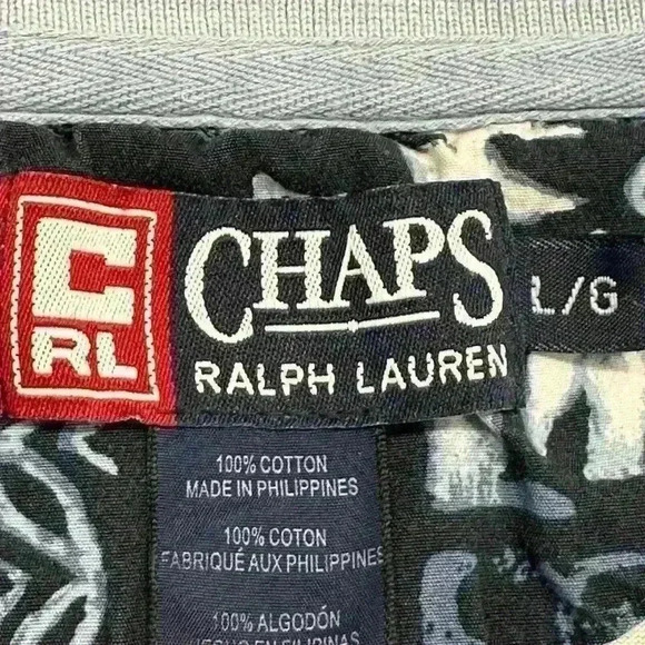 Ralph Lauren Chaps Hawaiian Shirt Mens Large Blue Floral Tropical Button Up Camp - Picture 4 of 13